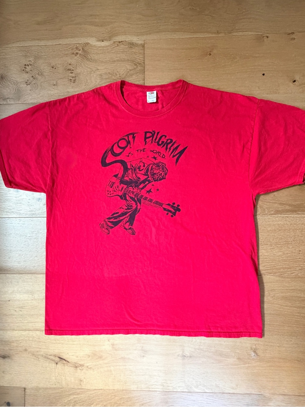 Scott Pilgrim Vs The World Bass Guitar Movie Promo Graphic Tee Red 3XL Indie Y2K